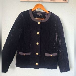 Talbots velvet quilt jacket front pockets button down